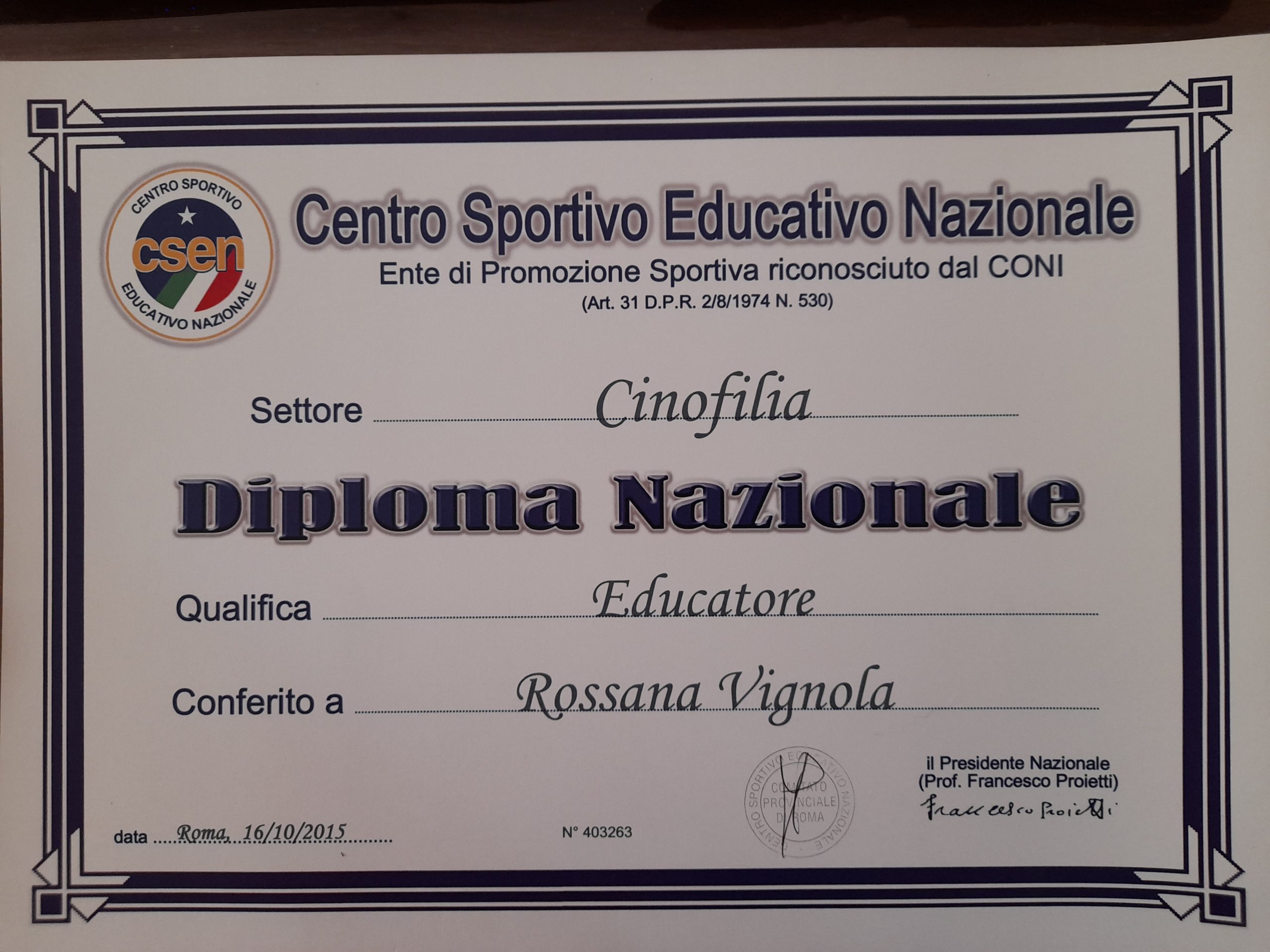 diploma educatore csen